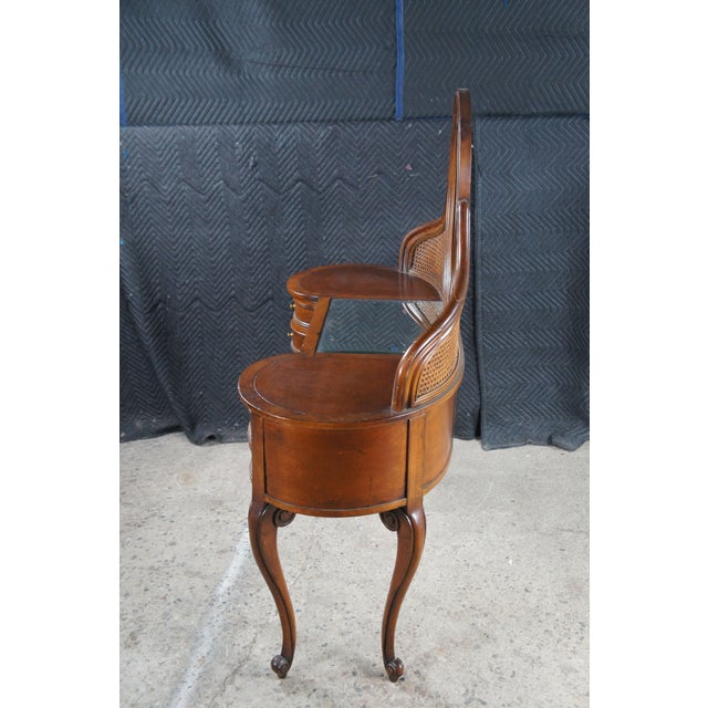 Mid 20th Century French Louis XVI Caned Cherry Mirrored Kidney Dressing Vanity Desk For Sale - Image 10 of 12