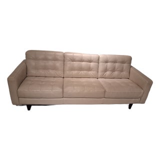Chateau D’Ax Italian Ivory Leather Tufted Three-Seat Sofa, 2014 For Sale