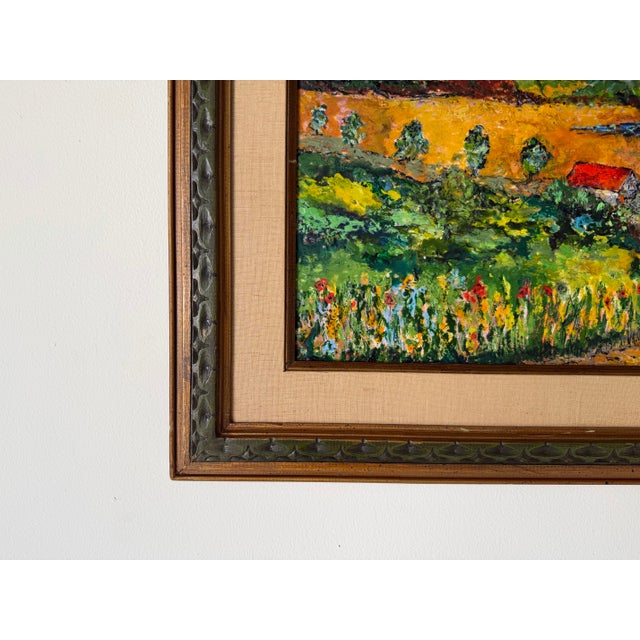 Green Virginia Morrisson “Spring at the Farm” Impressionist Landscape Oil on Canvas Painting, Framed For Sale - Image 8 of 12