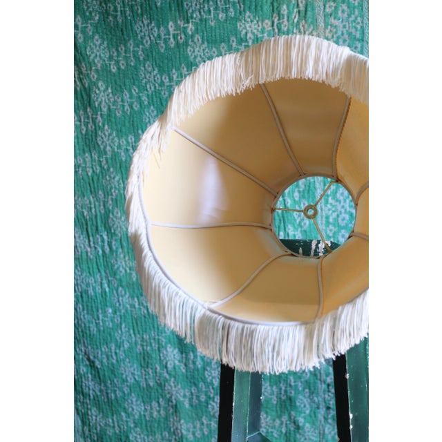 White 1970s Large Off White Fringe Lampshade For Sale - Image 8 of 9
