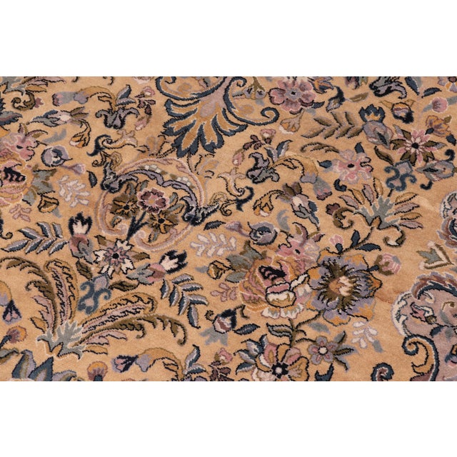 Art Nouveau Foral 1990's Pak-Persian Gold/Gold Wool Rug - 12'0'' X 17'8'' For Sale - Image 4 of 9