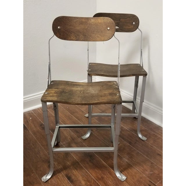 1930's Vintage "No.280" Chicago Factory Office Posture Chairs a Pair