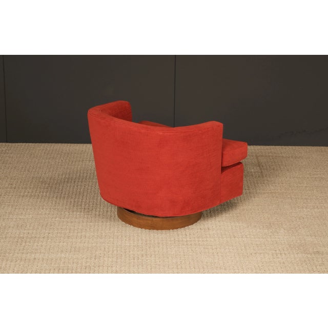 Wood Harvey Probber Swivel Club Chair, circa 1960s, Reupholstered and Refinished For Sale - Image 7 of 12