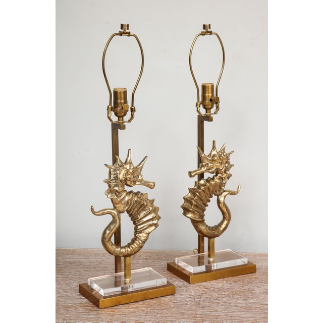 Bronze Bespoke Seahorse Bronze Table Lamps - A Pair For Sale - Image 8 of 10