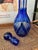 Mid 20th Century Bohemian Blue Cut Glass Wine Decanter For Sale - Image 4 of 8