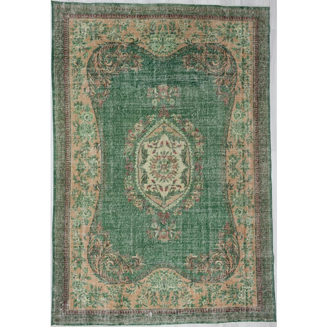 1960s Mid-Century Modern Green Wool Oushak Rug For Sale In Los Angeles - Image 6 of 6