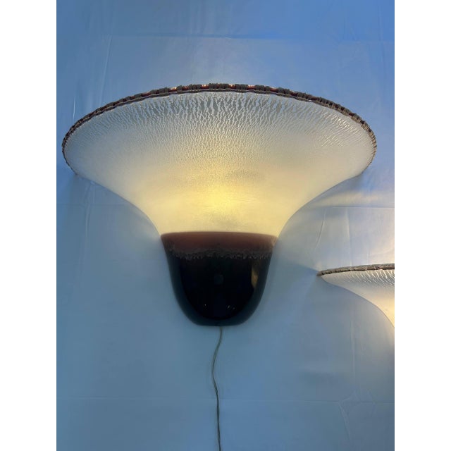 Murano Glass Wall Lamps by Alfredo Barbini, 1980s, Set of 2 For Sale - Image 9 of 12