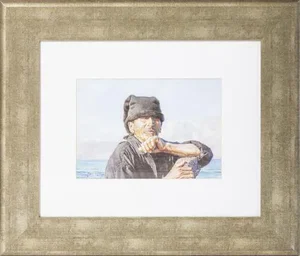 Manuel Ferreira, Fisherman, Watercolor on Paper