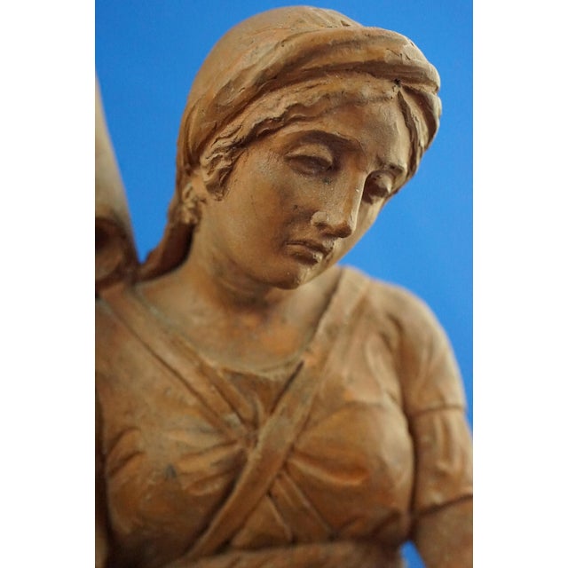 Giovanni Della Longa, Sculpture Depicting Jesus Christ and a Seated Woman, 19th Century, Terracotta For Sale - Image 13 of 18