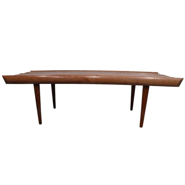 Classic slat bench coffee table, made in Yugoslavia circa 1950/1960's. The bench is in very good, original condition,...