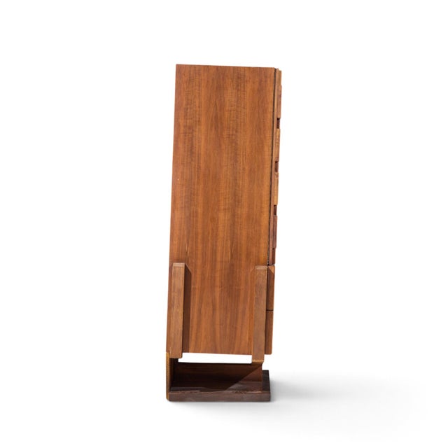 Paul Evans Paul Evans Style Mid Century Canadian Brutalist Walnut Pedestal Armoire Highboy Dresser For Sale - Image 4 of 8