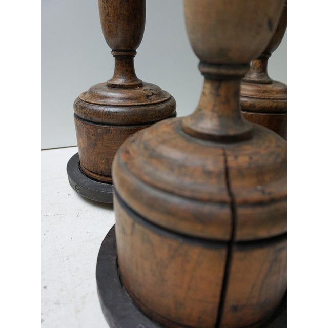 Brown Large Antique French Wooden Candlesticks, 19th Century, Set of 4 For Sale - Image 8 of 18