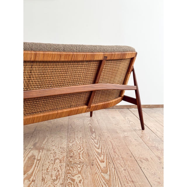 Mid-Century Modern 400 Series Sofa in Teak with Wickerwork Backrest by Hartmut Lohmeyer for Wilkhahn, Germany, 1950s For Sale - Image 16 of 18