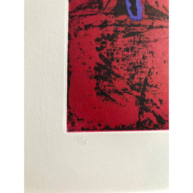 Red William Brice, Untitled #11 Two Forms Red Ground Abstract Expressionist Aquatint Etching, 1990 For Sale - Image 8 of 10