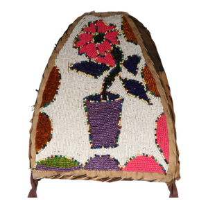 Antique Early 20th Century Native American Style Indigenous Plateau Region Hand-Beaded Polychrome Flat Bag