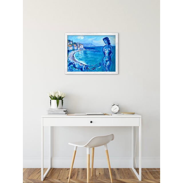 By the Blue Sea - Impressionistic Figure Seascape Oil Painting For Sale - Image 11 of 11