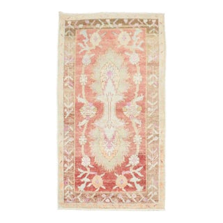 Small Red Vintage Turkish Oushak Rug - 2'9" x 4'9" For Sale