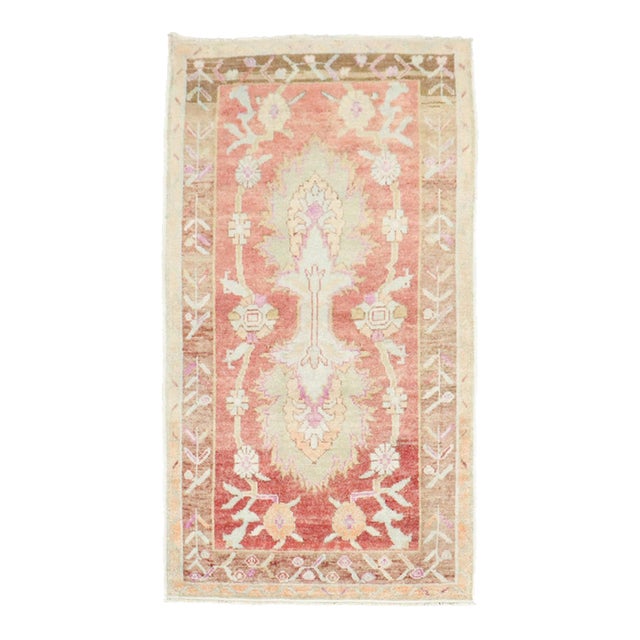 Small Red Vintage Turkish Oushak Rug - 2'9" x 4'9" For Sale