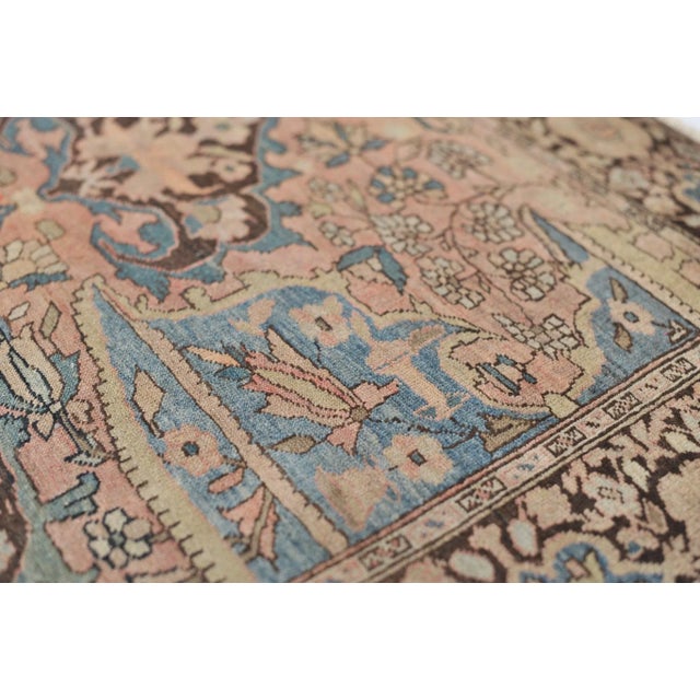 1920-30's Antique Ferahan Sarouk Island Sky Hues Blues, Corals & Espresso Rug 3.3 X 4.8 For Sale - Image 9 of 11