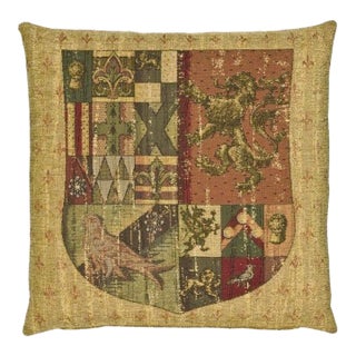 Knight's Shield (Chenille) Tapestry Cushion With Feather Filler - 46x46cm (18"x18") For Sale