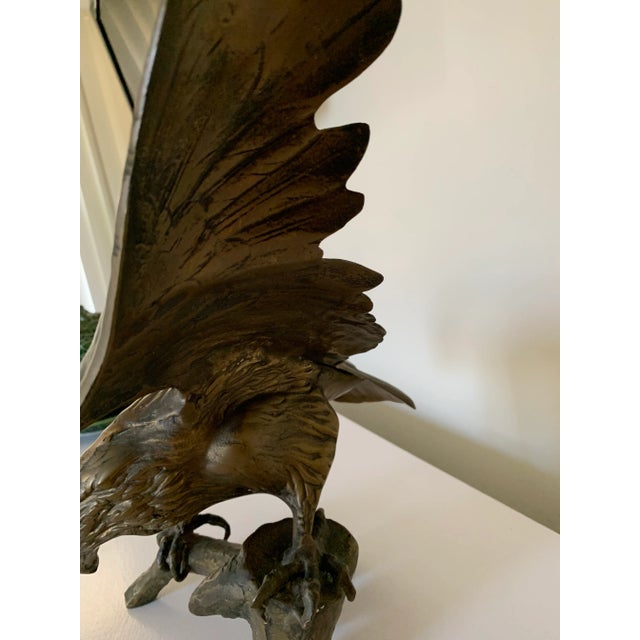 Brass Vintage Mid-Century Solid Brass Eagle on Branch Sculpture For Sale - Image 8 of 12
