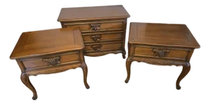 Mid 20th Century French Provincial Style Dresser & Nightstands – ‘Fraiser’, 3 Pieces