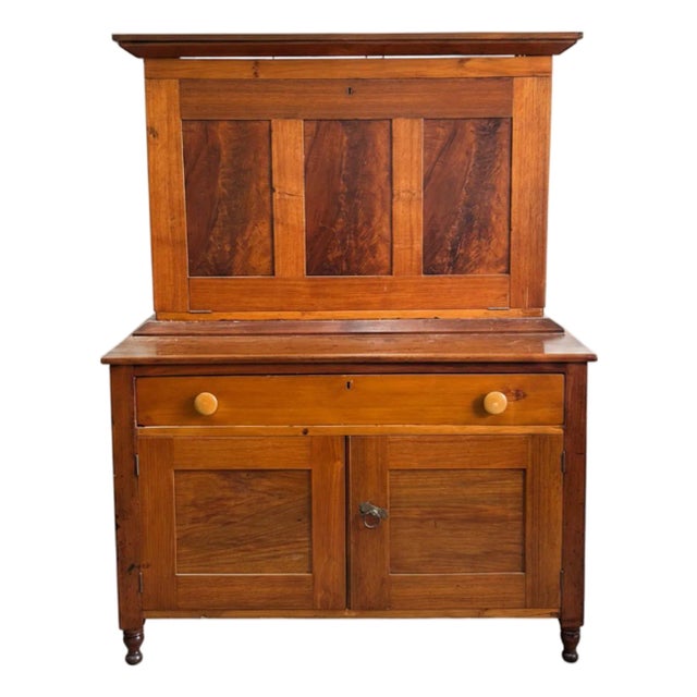 Early 19th Century American Butler’s Secretary Desk With Tiger Maple Interior For Sale