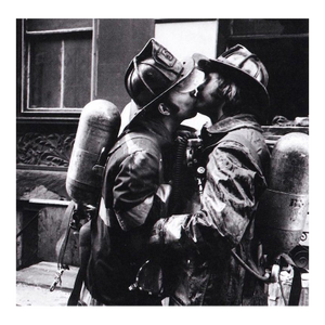 Jill Freedman Kissing Fdny 1976, Black & White Photo on Kodak Endura, Signed