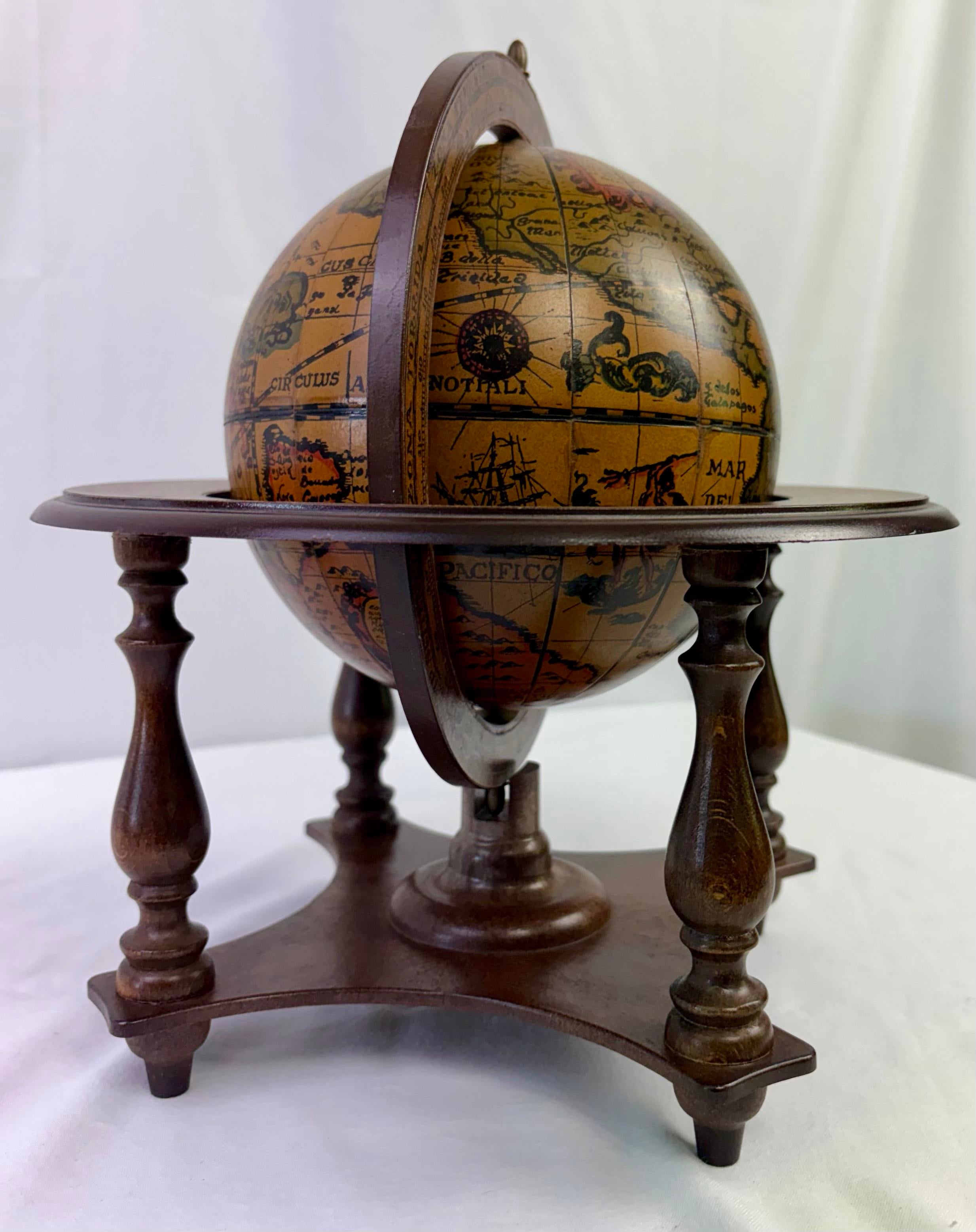 Italian Old World Zodiac Globe on Wooden Stand – Vintage Celestial