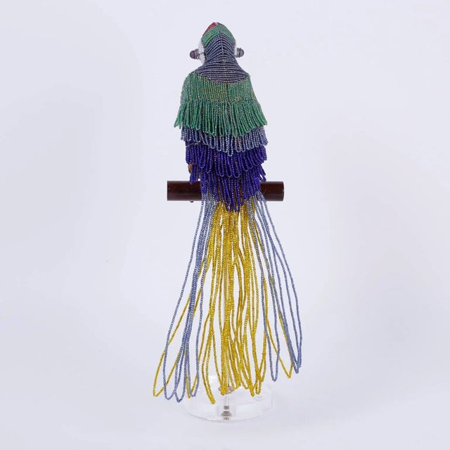 Mid 20th Century Glass Beaded Parrot Sculpture For Sale - Image 5 of 8