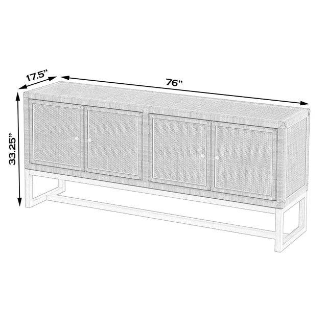 Coastal Captiva 76 in. W Rectangular Rattan 4 Door Sideboard, Natural Rattan For Sale - Image 3 of 9