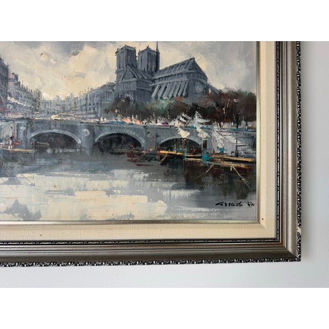 1970s Vintage Impressionist Parisian Street Scene Oil Painting – Signed For Sale - Image 9 of 12