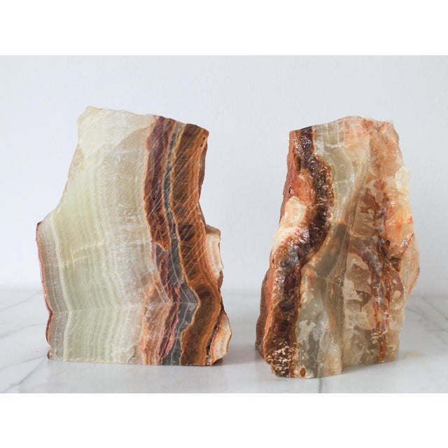 Mid-Century Modern Vintage Onyx Natural Stone Bookends - A Pair For Sale - Image 3 of 14