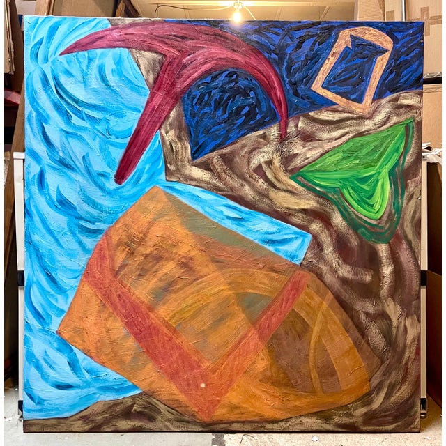 Blue Joan Thorne, Large Colorful 1980s New York Abstract Expressionist Oil Painting Joan Thorne, 1989 For Sale - Image 8 of 9