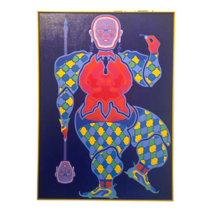 Large Scale Oil Painting on Canvas by Chicago Imagist Errol Ortiz, Framed