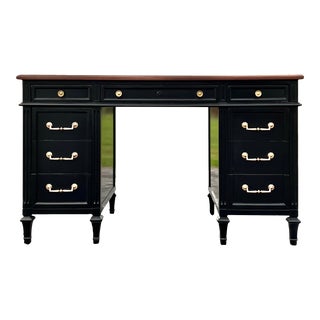 Regency Style Semi Gloss Black Partner Desk For Sale