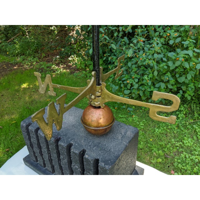 Antique Copper Sulky Horse & Jockey Weathervane with Directional & Base