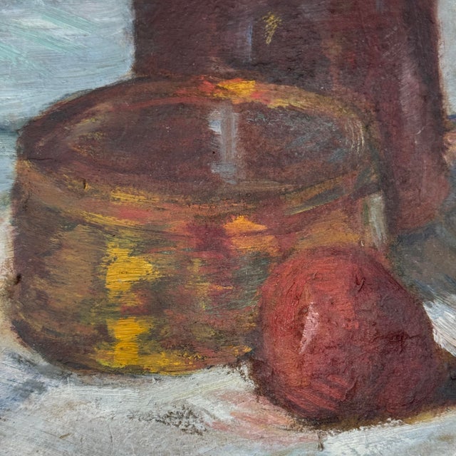 Antique 1916 French Signed Original Oil Still Life Painting For Sale - Image 9 of 12