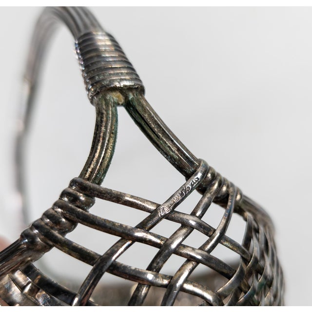 Metal Mid-Century Modern Silverplate Woven Basket by WMF For Sale - Image 7 of 10