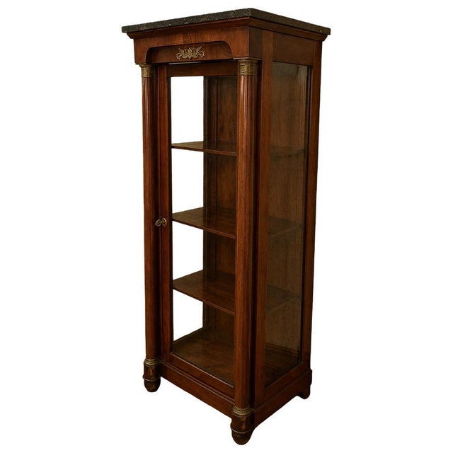 Brown Empire Style Display Cabinet in Mahogany and Gilt Bronze with Black Marble Top, 19th Century For Sale - Image 8 of 8