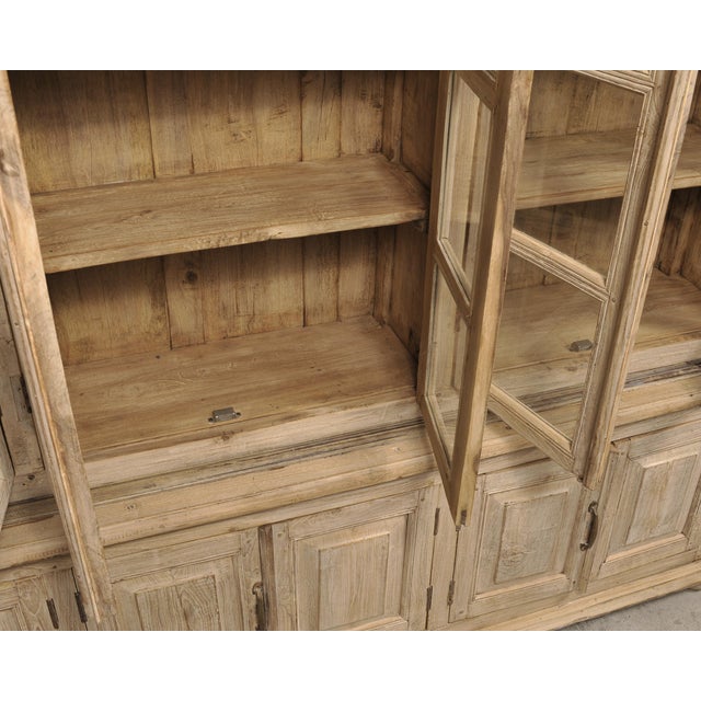 Country French Bleached Oak Bookcase Bibliotheque Cabinet 8 Ft For Sale - Image 15 of 18