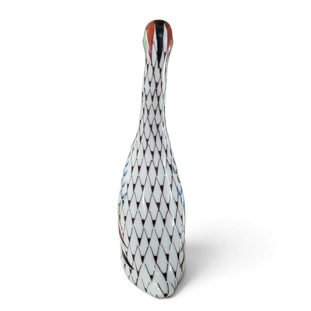 Mid-Century Modern Vintage MCM Hollohaza Hungary Fishnet Goose Porcelain Figurine For Sale - Image 3 of 4