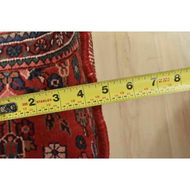 Malayer Runner 3’5” X 9’3” Red Wool Semi-Antique Traditional Hand-Knotted Rug For Sale - Image 12 of 14