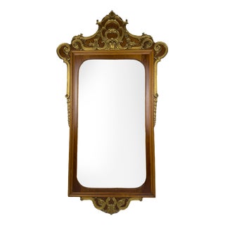 Large Vintage Wooden Wall Mirror, Italy, 1950s For Sale