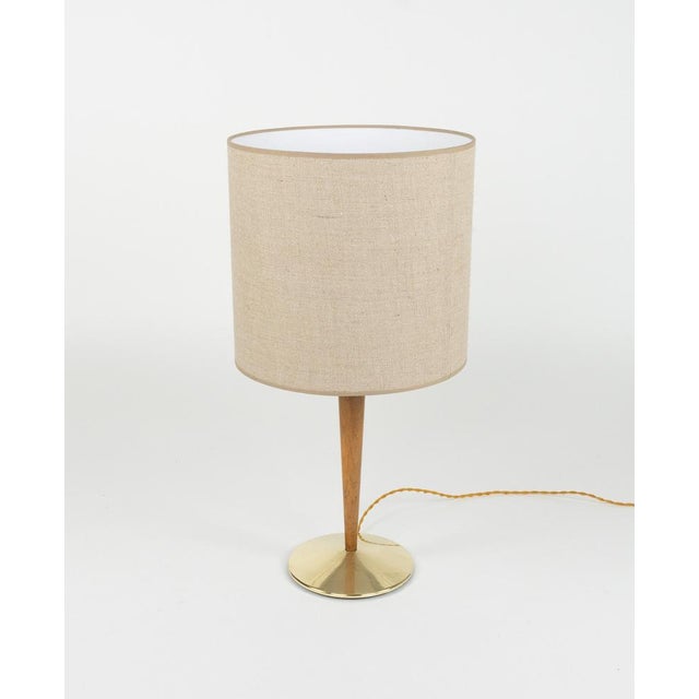 Mid-Century Modern Mid-Century Mod. A/1 Table Lamp in Brass, Wood & Fabric from Sciolari, Italy, 1960s For Sale - Image 3 of 15