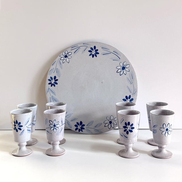 1970s Vintage La Roue Vallauris French Pottery Serving Set — 11 Pieces For Sale - Image 5 of 6