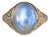 5.8Ct Rainbow Moonstone Cabochon Ring With Earth-Mined Diamonds: Solid 14k Gold, Size 6.75 For Sale