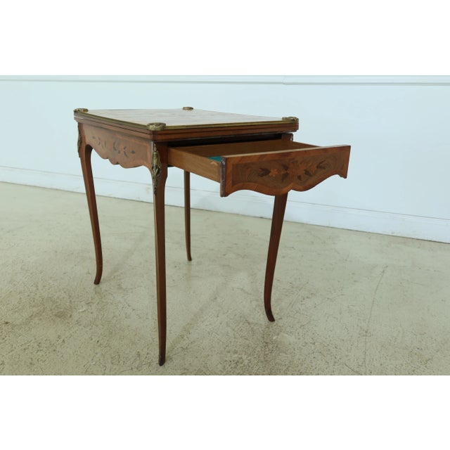 French Louis XV Style Highly Inlaid Flip Top Games Table For Sale In Philadelphia - Image 6 of 13