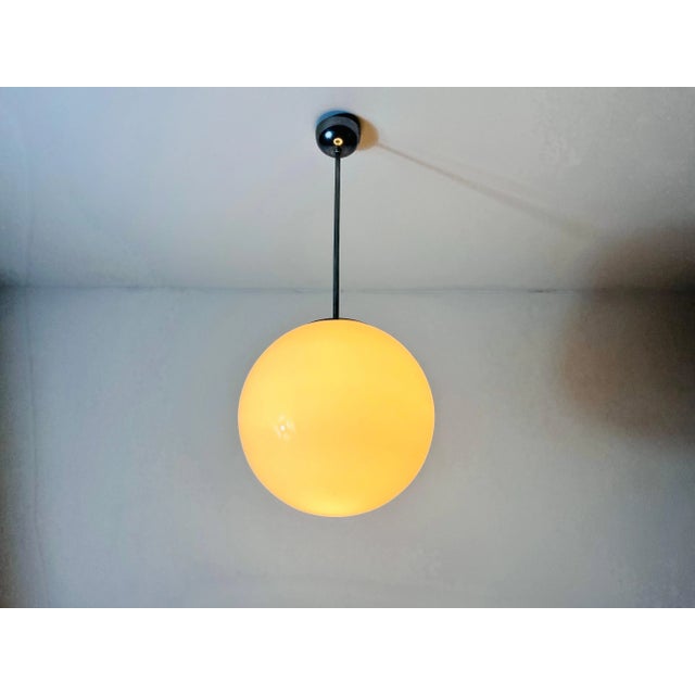 Metal Bauhaus Opal Glass Pendant Lamp, Germany, 1960s For Sale - Image 7 of 8