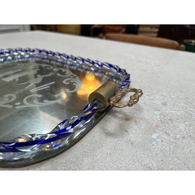 The Vintage Italian Decorative Murano and Mirror Tray from the 1950s is a captivating piece that marries the renowned...